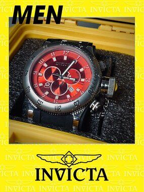 Invicta 10135 Russian 1959 Diver Men's Chronograph Watch Red Sunray Dial 52mm